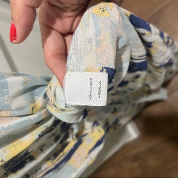 NWT SLOANE ROUGE Blue abstract tropical flowly dress large - Picture 4 of 4